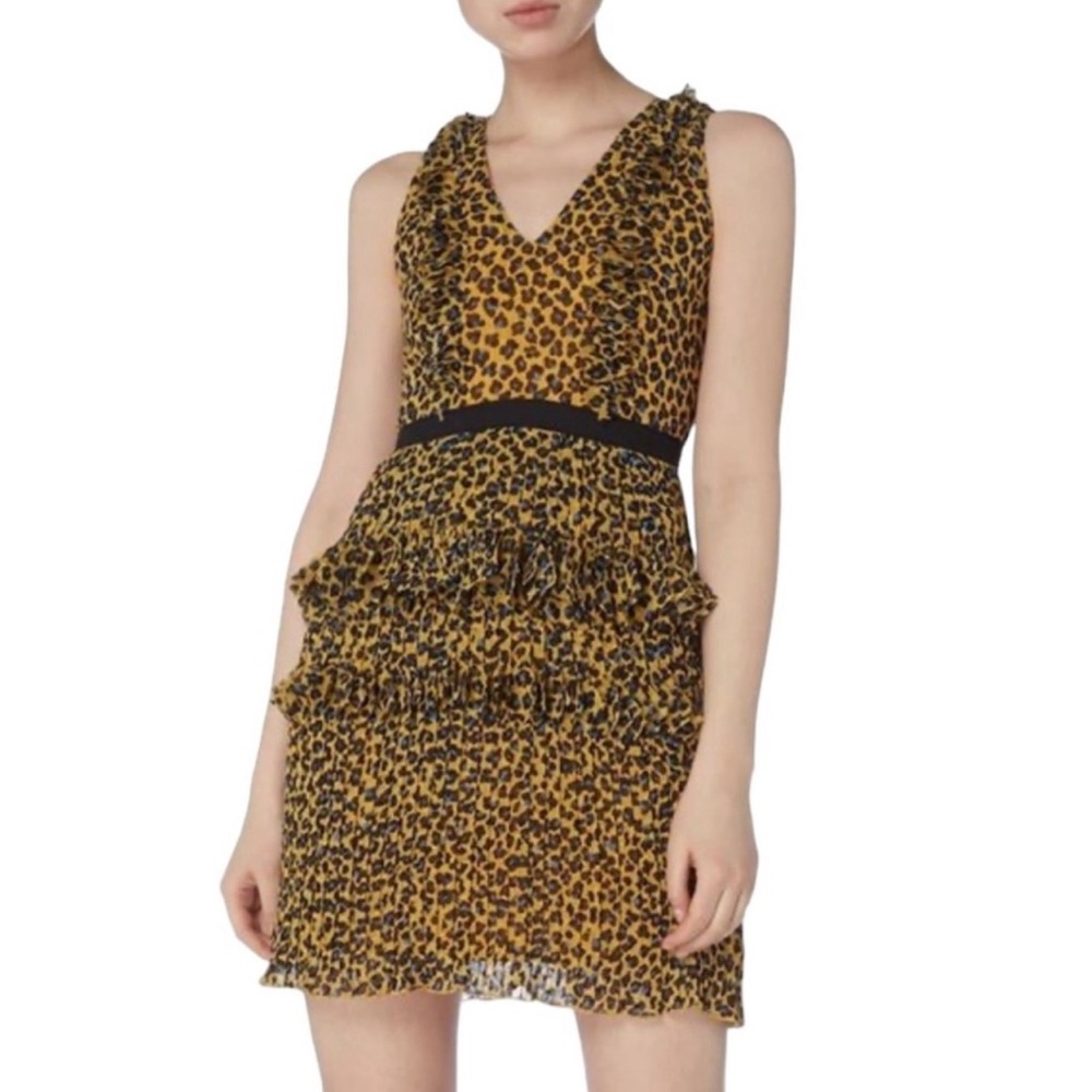 FOXIEDOX Sassa Animal Print Fringe Sleeveless Mini Dress NWT Size Medium